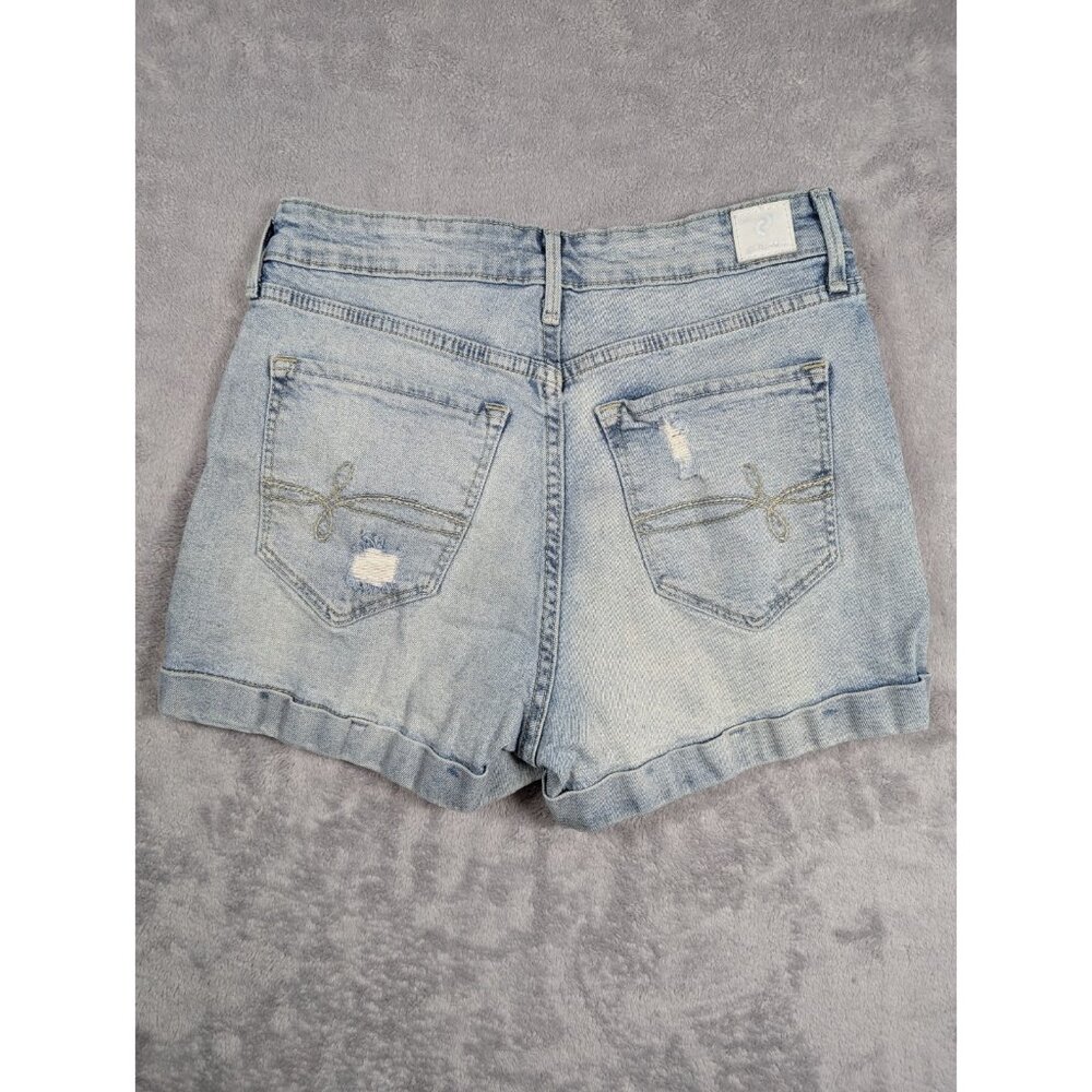 Levis Denizen Denim Mom Shorts Womens Size 3 26 Light Wash Distressed Cuffed Hem - Picture 9 of 10